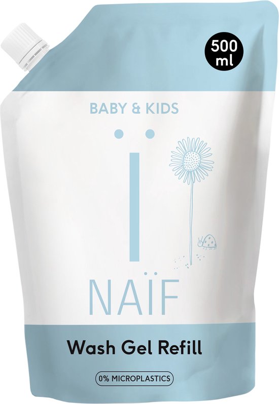 Naïf - Reinigende Wasgel - Navulverpakking - Baby's en Kinderen - met Natuurlijke Ingrediënten - 500ml