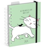 Lannoo Graphics - Diary DIY 2024 - Agenda 2024 - Do It Yourself - Wire-O - CATS - Love and Cat - 7d/2p - 4Talig - 140 x 165 mm