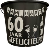 Cadeau Emmer-Van Harte 60-12 liter-Zwart-Cadeau-Geschenk-Gift-Kado-Verjaardag 60