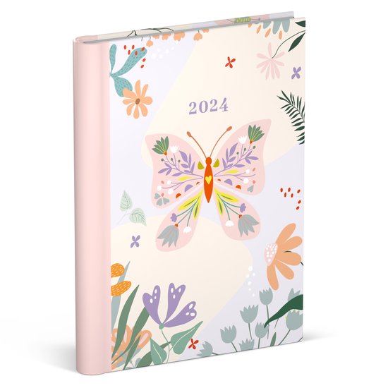 Lannoo Graphics - Diary Wire-O 2024 - Agenda 2024 - Wire-O - FRAGILE - Lilac - 7d/2p - 4Talig - 120 x 160 mm