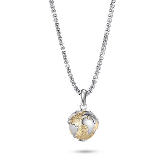 Magnetox X Kingka - Love The Earth - Halsketting - Zilver + IP-Goud - Roestvrij Staal – Dames - 60 + 5cm / 2.5mm