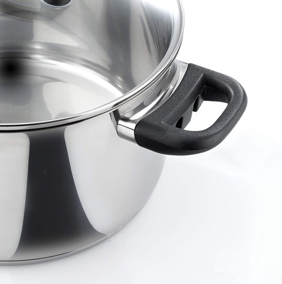 Karcher Topfset Jovita van roestvrij staal, kookgerei geschikt voor inductie, kookpannenset, potten met glazen deksel/pan/steelpan, 10-delig