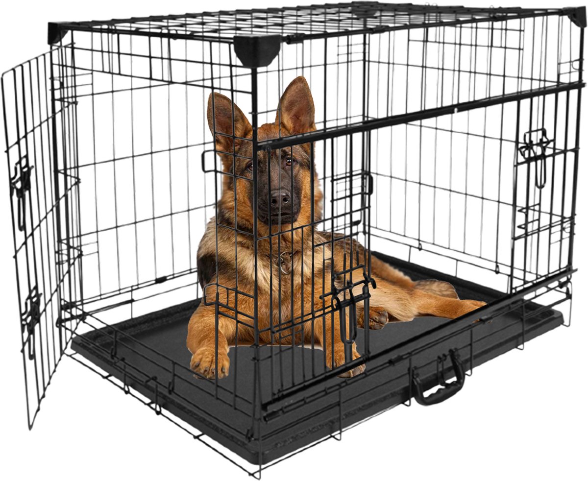 MaxxPet Hondenbench met schuifdeur – opvouwbaar – hondenbench – reisbench – 107x70x78cm – Zwart