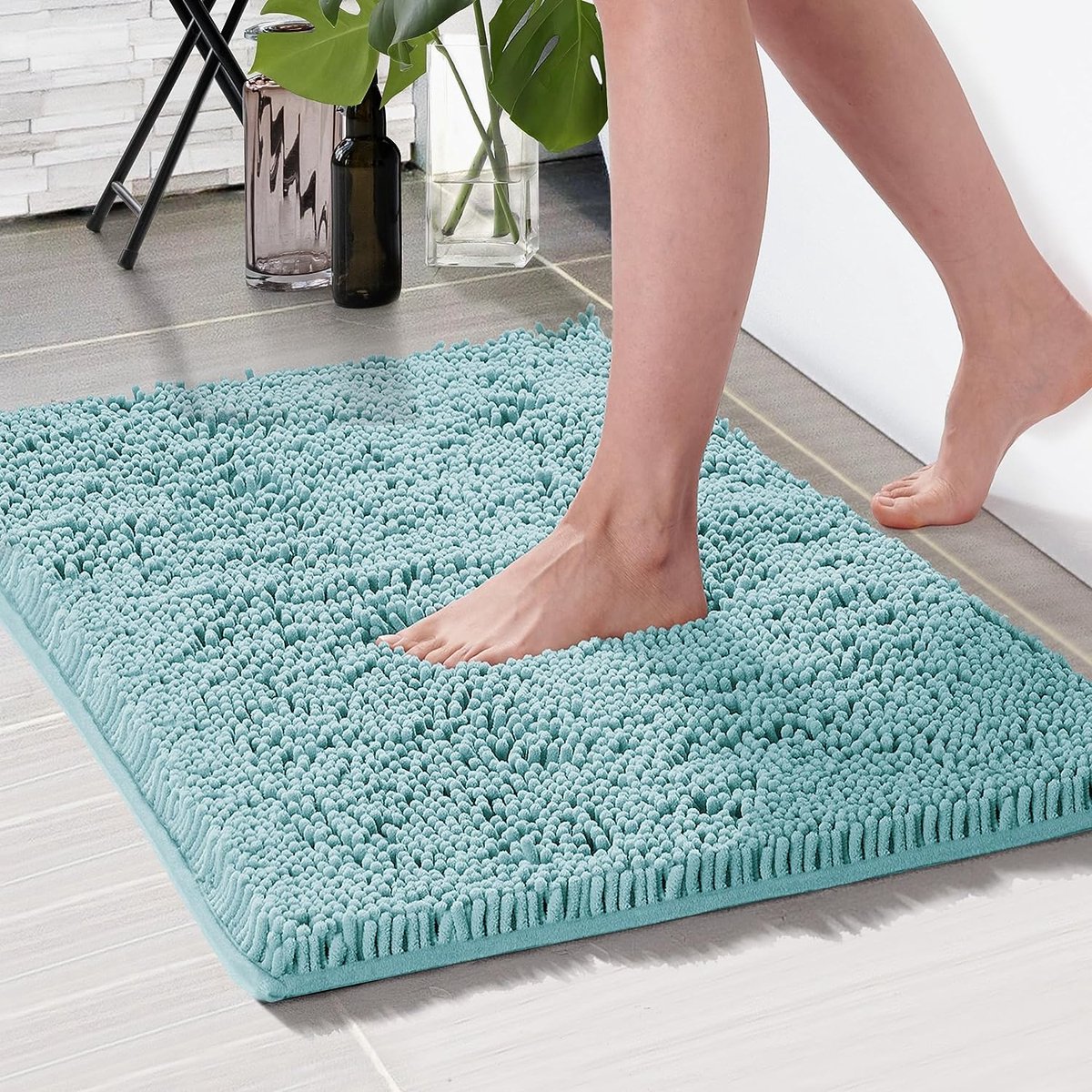 Tapis sur mesure lavable en machine couleur beige sable très moelleux