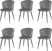 Nuvolix velvet eetkamerstoelen set van 6 "Toronto" - eetkamerstoel - velvet stoel - grijs