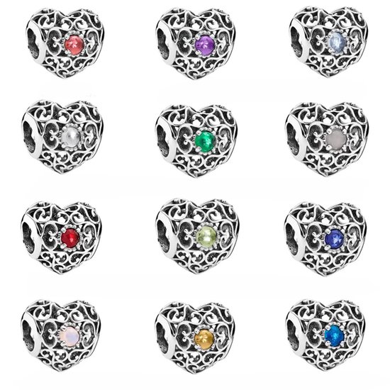 Philip Jones Februari (Amethist) geboortesteen armband gemaakt met zirkondia® kristallen, 8.5mm x 6.5mm, Kristal, Zirkondia® Kristal : Philip Jones