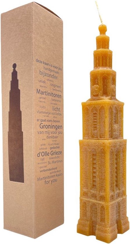 Martinitoren kaars Groningen - 22 cm - oker/honing