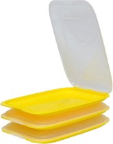 Design 3X vershouddozen, vershouddozen, stapelbaar, in de kleur geel, geschikt voor vleeswaren zoals worst en kaas en nog veel meer in de afmetingen 25 x 17 x 3,3 cm