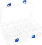 Sorteerdozen Plastic opbergdoos compartimenten Sorteerdoos Kleine onderdelen doos voor kleine onderdelen, kralen, sieraden, oorbellen (18 AreasX2 stuks)