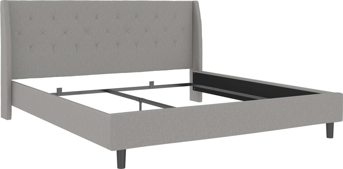 Her Majesty|Bed 180x200 cm in Light Grey Fabric