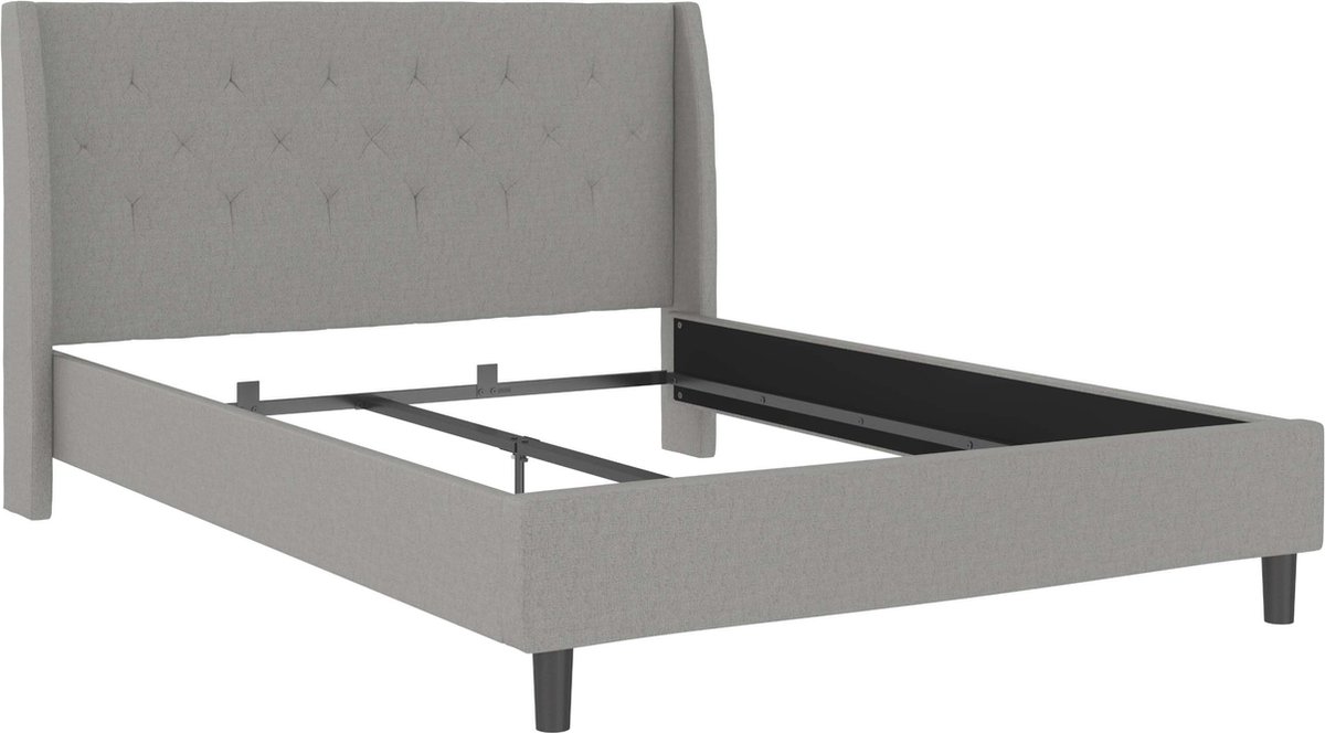 Her Majesty|Bed 140x200 cm in Light Grey Fabric