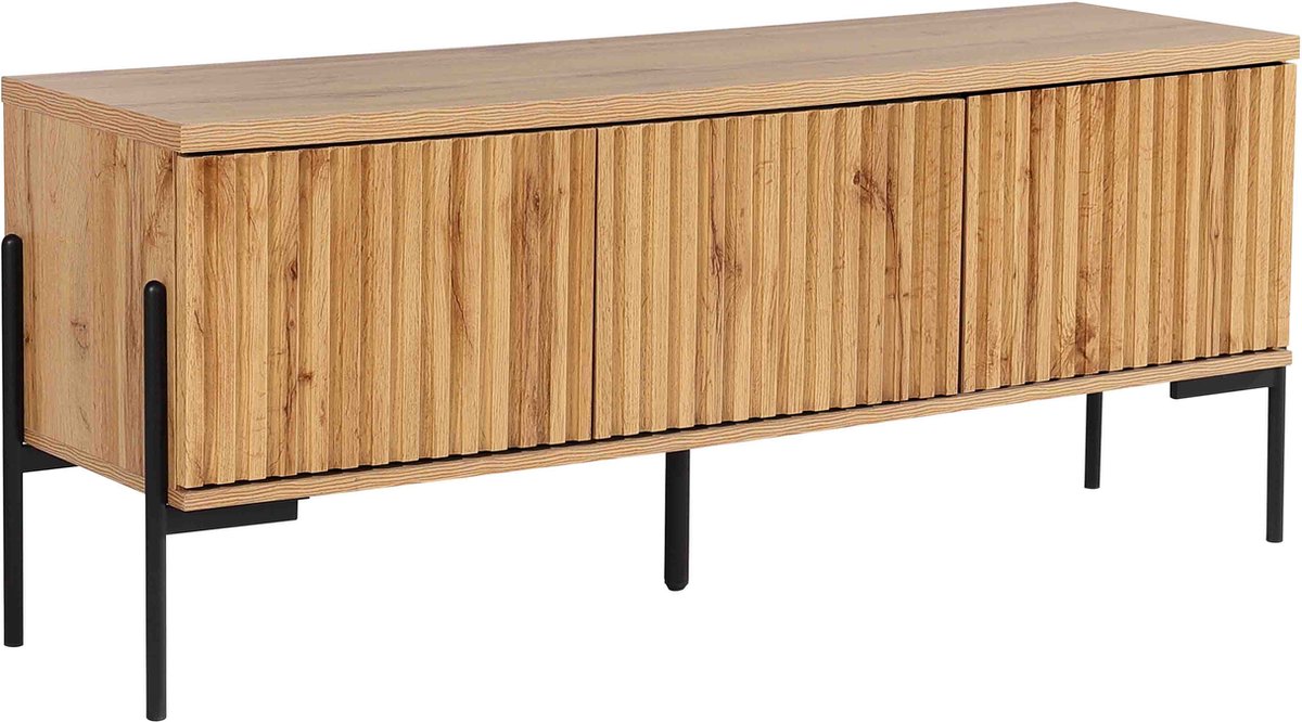 Notio Living Charlie|Lowboard 3 deuren eiken zwart Bruin