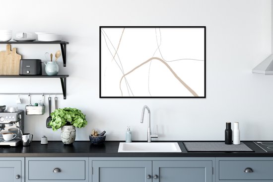 Cadre photo avec affiche - Abstrait - Minimalisme - Dessin au Line - 120x80 cm - Cadre pour affiche
