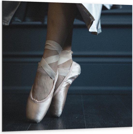 Dibond - Ballerina aan het Dansen op Spitzen - 100x100 cm Foto op Aluminium (Met Ophangsysteem)