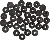 Mat zwarte houten kralen - 8mm - 65 stuks - 100% FSC
