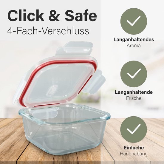 HUSANMP Set van 4 extra grote glazen vershouddozen, met deksel, glazen container met deksel, voorraaddoos, glas, BPA-vrij HUSANMP Set van 4 extra grote glazen vershouddozen, met deksel, glazen container met deksel, voorraaddoos, glas, BPA-vrij