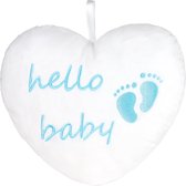 BRUBAKER Pluche Hart Hello Baby 25 CM - Baby Shower Gift - Kussen Hart Gemaakt van Pluche - Baby Kamer Decoratie - Kussens Voor Pasgeborenen - Baby Jongen Lichtblauw