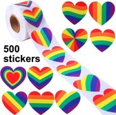 CHPN - Stickers - Hartjes sticker - Regenboogsticker - 500 Stickers- Op rol - Mix Regenboog Hart - 2,5 cm - Sluitzegel - Sluitsticker - Coole stickers