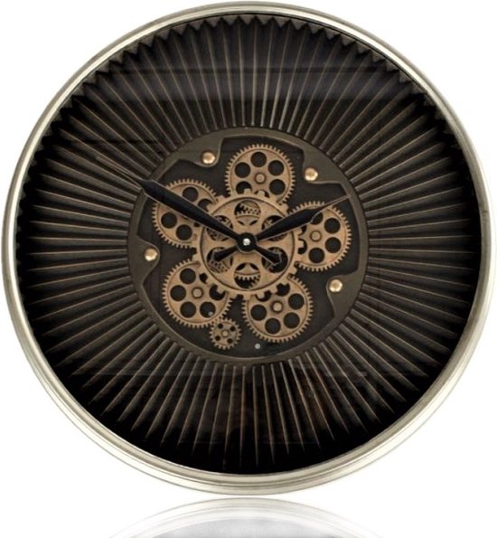 Gifts Amsterdam - radarklok Stefan S zwart/goud metaal 55cm