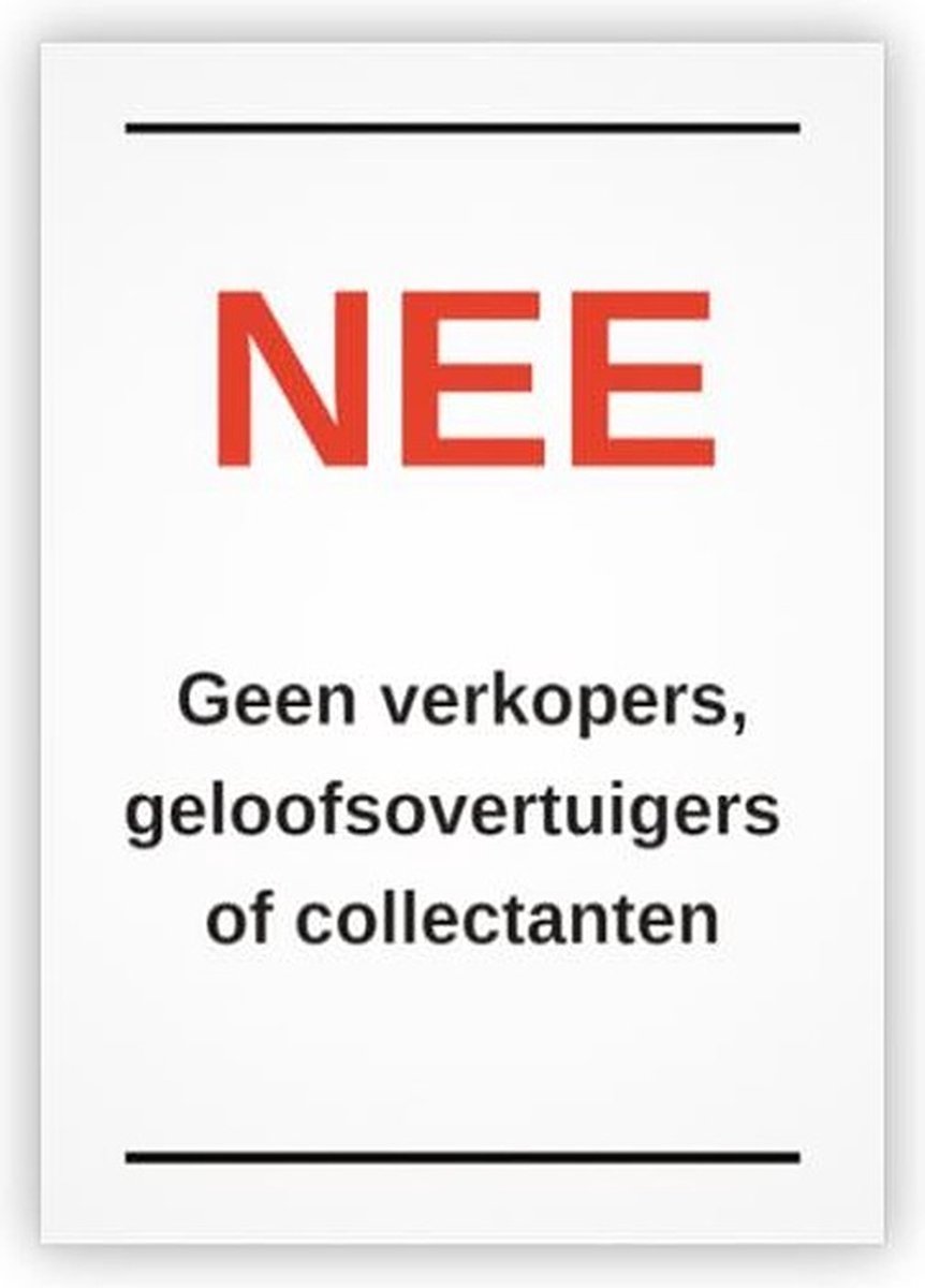Sticker geen deurverkoop transparant - geen verkopers, geloofsovertuigers of collectanten - deursticker geen deur aan deur verkoop -geen colportage sticker