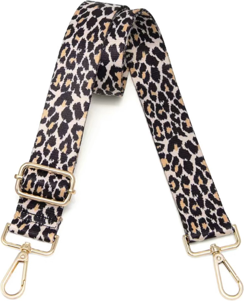 Bag strap leopard - goud metaal - schouderband - tassenriem - tasriem- schouderriem- Tas hengsel - Tassen band - cameratas band - cross body - verstelbare riem - bag belt - handtas bandje - Jadamode