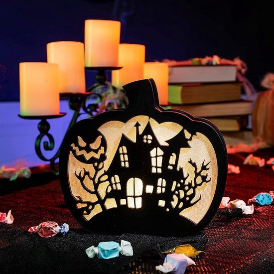 Lighted Pumpkin Shadow Box Halloween 