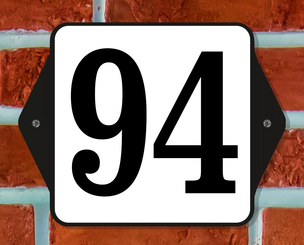 Huisnummerbord Klassiek - Nummer 94 - 14 x 11 cm - incl. bevestiging | - naambord - nummerbord - voordeur