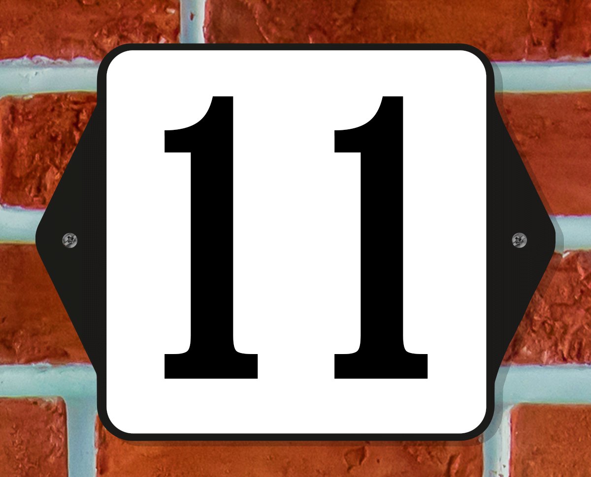 Huisnummerbord Klassiek - Nummer 11 - 14 x 11 cm - incl. bevestiging | - naambord - nummerbord - voordeur