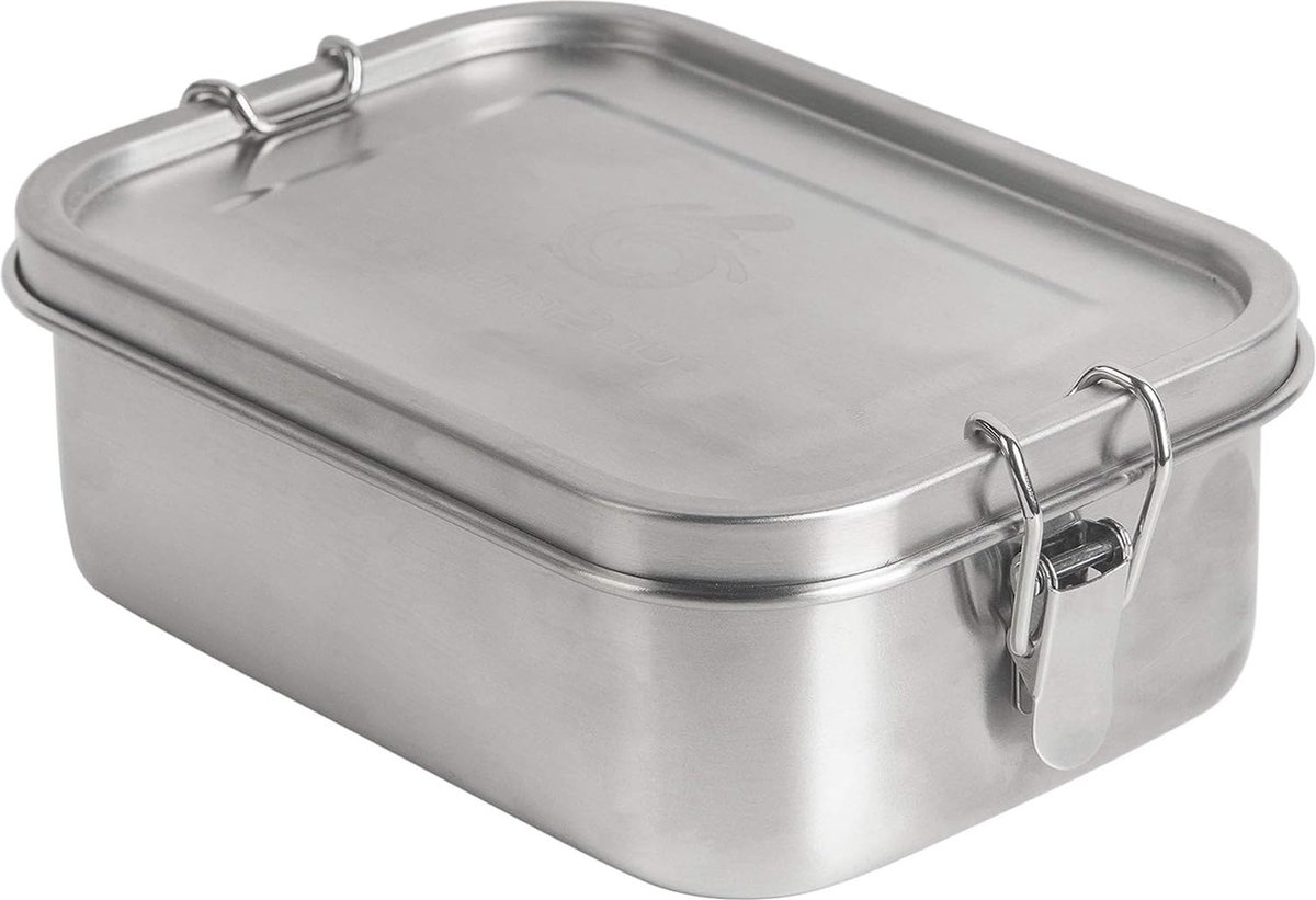 LEKEFETO Set van 2 roestvrijstalen broodtrommels met scheidingsvak, 850