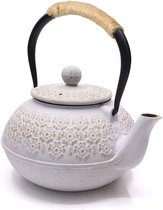 Théière en fonte, bouilloire japonaise Tetsubin avec passoire à thé, 800 ml, blanche