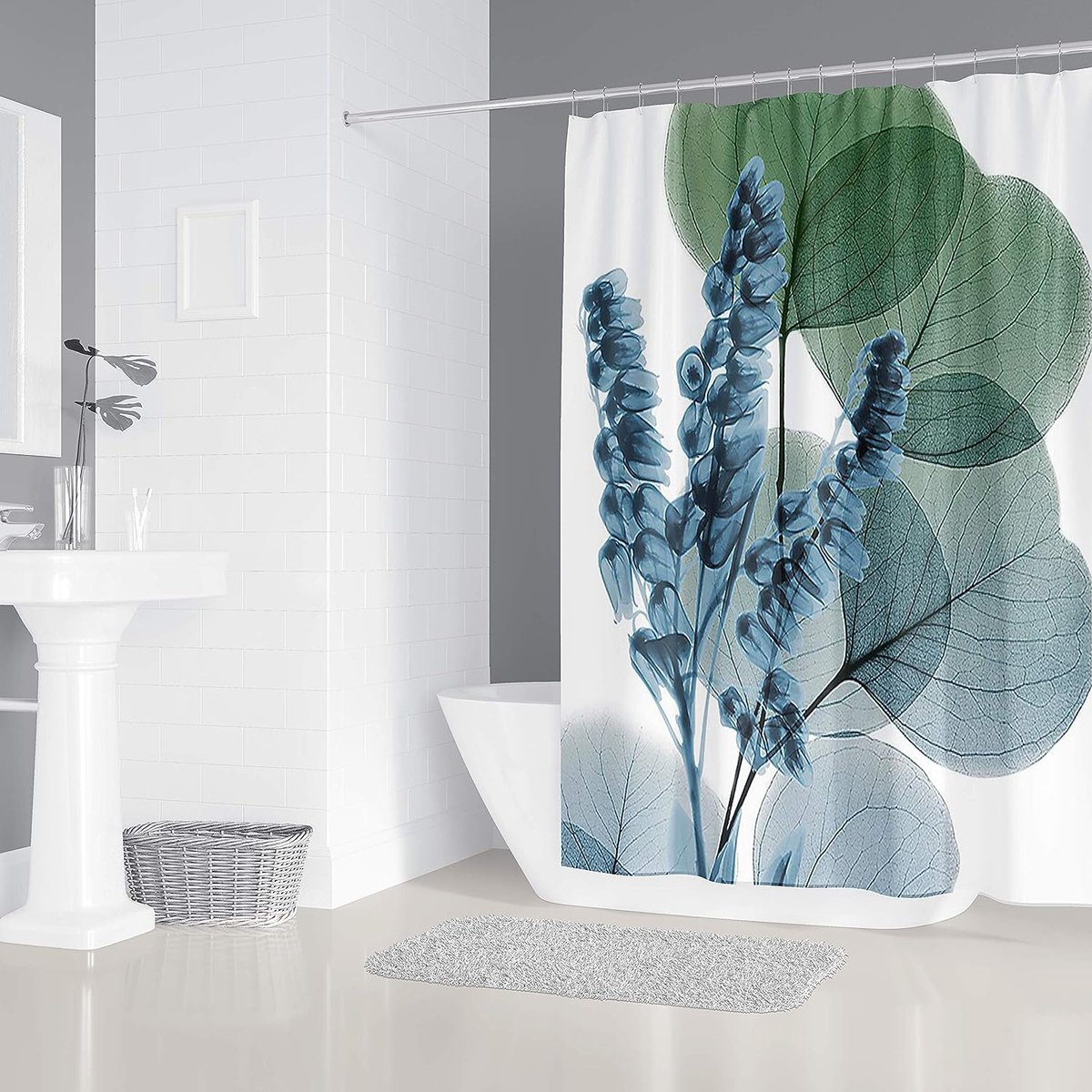 Douchegordijn natuur planten badkamer groen textiel gordijn