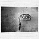 Muursticker - Vaste Telefoon tegen Gevlekte Muur (Zwart-wit) - 80x60 cm Foto op Muursticker