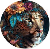 Graphic Message - Wandcirkel - Jaguar Bloemen - Jungle - Wooncirkel - Muurcirkel - Print op Cirkel