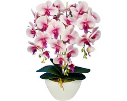 Damich - Kunst Orchidee in Bloempot - Voor binnen - Hoogte ca. 60cm - Roze