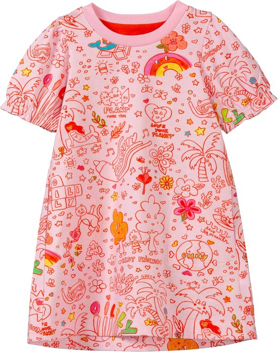 Dubby jersey dress 32 AOP Love your planet Pink: 74/12m