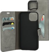 Mobiparts hoesje geschikt voor Apple iPhone 15 - Wallet/Boekhoesje - Eco Leer - Magneet Sluiting - Opberg vakken - Grijs