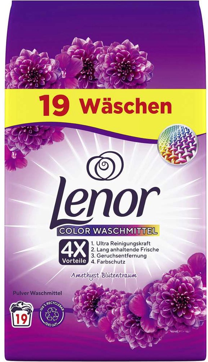 Goedkoopste Lenor Waspoeder Color Amethist & Bloemen Boeket 4 x 19 Wasbeurten