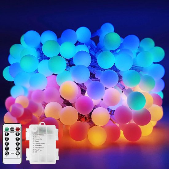 BOTC Lichtsnoer - 50 LED - 9 Meter – Lichtslinger – Fairy Lights – Lampjes Slinger – Op Batterijen - RGB