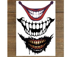 GetGlitterBaby® - Monden Tattoo Halloween / Decoratie Versiering / Carnaval Schmink Make Up Tattoos / Tijdelijke Tattoe / Nep Tatoeage - Clown / Skull / Joker
