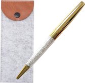 Swarovski Stijl Pen met Vilt Etui | Goud