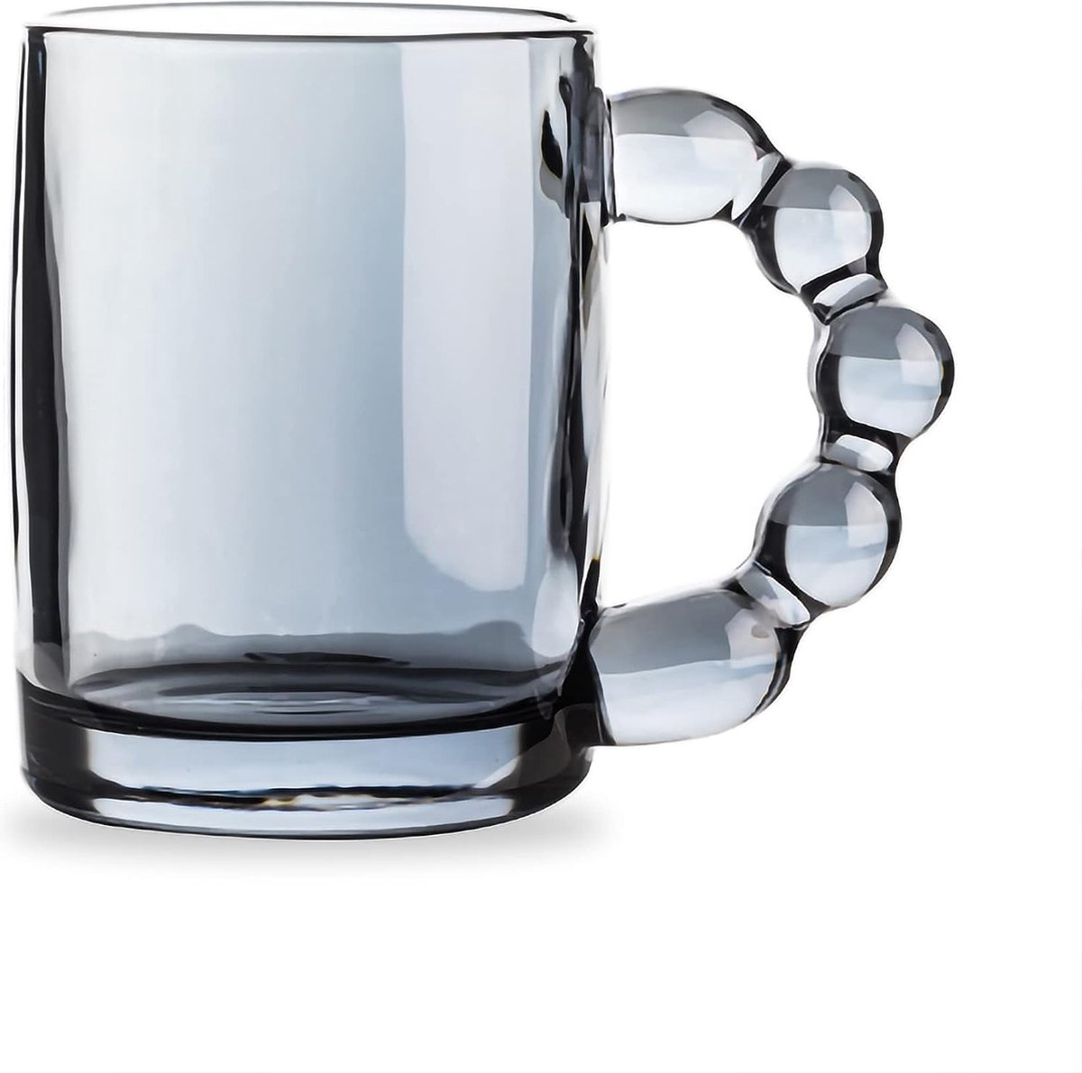 Glazen koffiekop, 320 ml, mooie parelgreep, schattige kopjes, glaswerk voor thee, cappuccino, latte, muesli, yoghurt, melk, verjaardag, moeder, Kerstmis (rookgrijs)