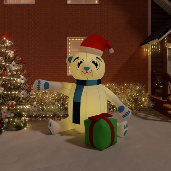 Opblaasbare kerst teddybeer LED 240 cm bol