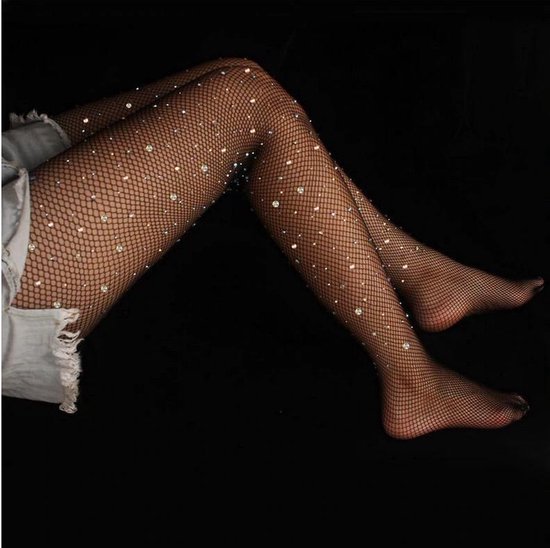 Collants résille diamant noir pour femmes avec bas diamant sexy. Lingerie