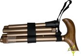 Pluviose wandelstok Uni opvouwbaar met houten handvat : champagne