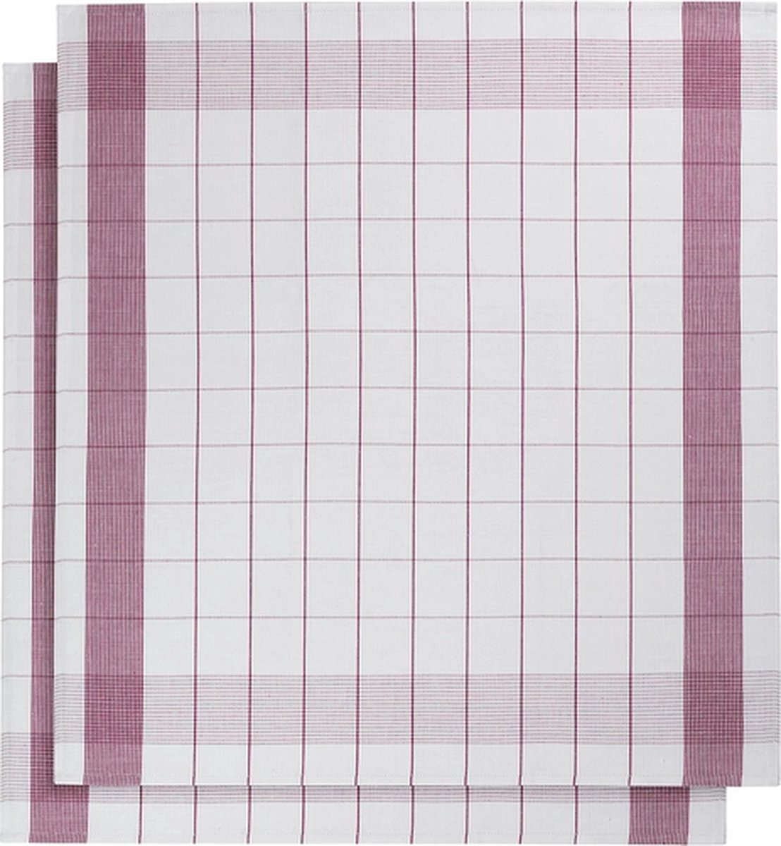 set van 12 keukenhanddoeken - De Witte Lietaer - katoen-linnen - wit/fuchsia