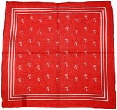 Matroos/kapitein/piraten zakdoek - rood - met ankers patroon - 55 x 55 cm