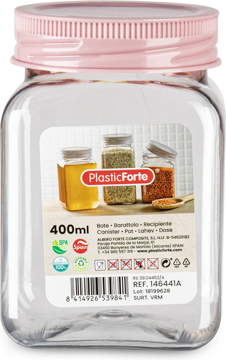 Forte Plastics Voorraadpot/bewaarpot - 400 ml - kunststof - oud roze - B7 x H11 cm