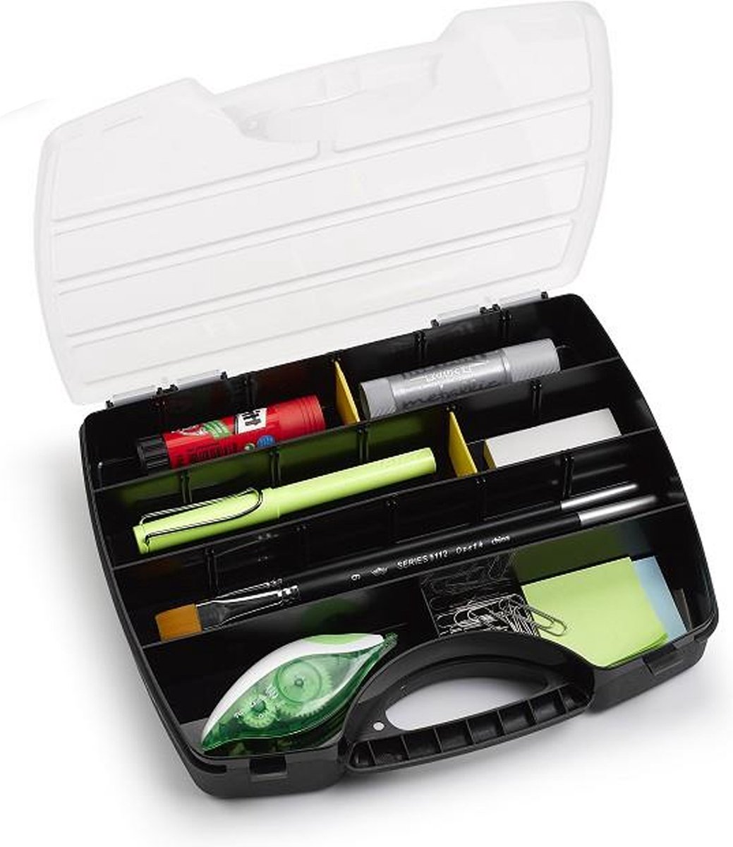 Plasticforte Koffertje/opbergdoos/sorteerbox - 13-vaks - Zwart