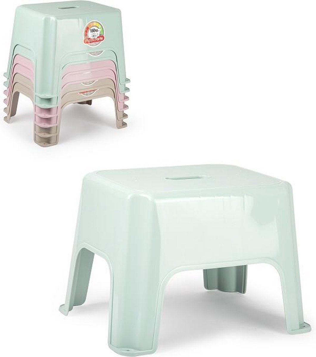 Forte Plastics Keukenkrukje/opstapje - Handy Step - beige - kunststof - 40 x 30 x 28 cm