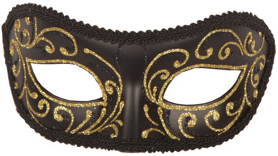 Venetiaans oogmasker - zwart met goud - voor dames en heren - masker